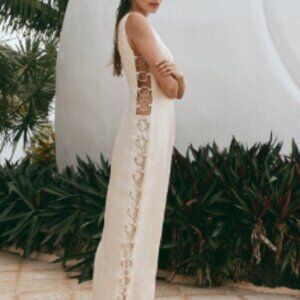 VRG GRL Discoteca Linen Maxi Dress Cream